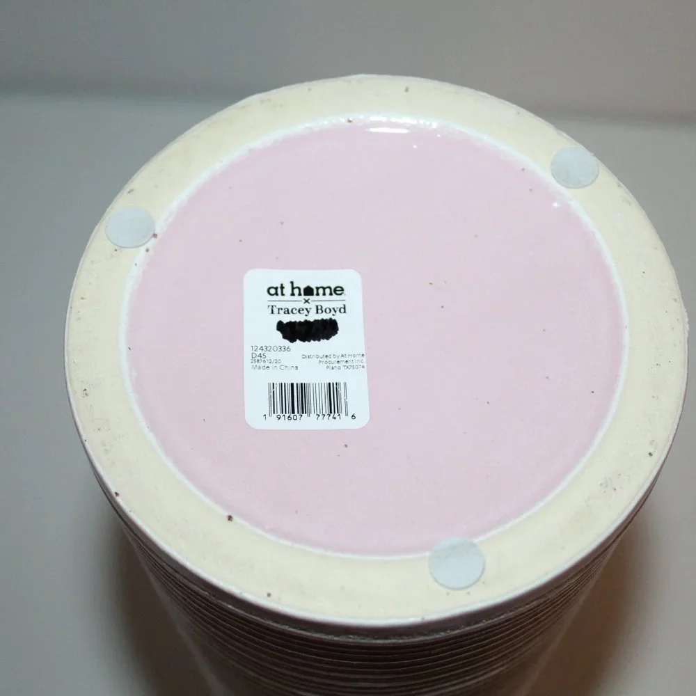 Tall Skinny Pink White Striped‎ Vase by at Home Tracy Boyd
